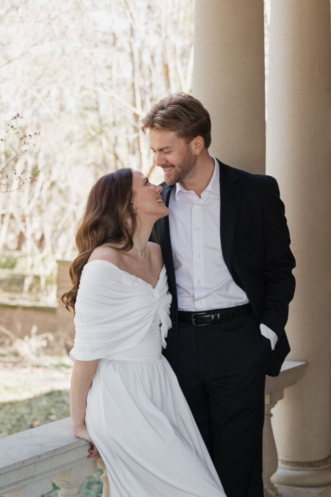 Romantic indoor and outdoor engagement photos at The Aldredge House Dallas Texas